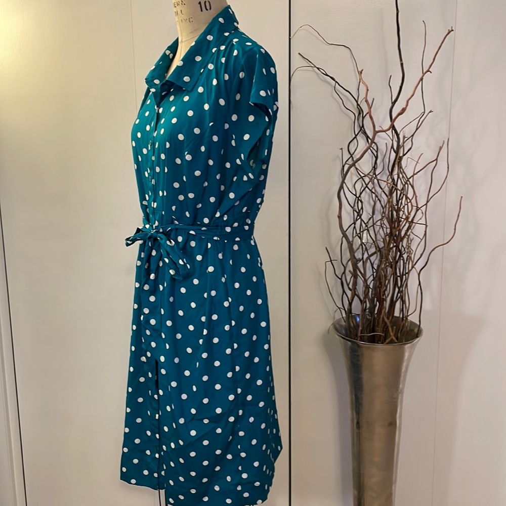 Motherhood Maternity short sleeve button down Polka dot dress with tie i… - Picture 4 of 8
